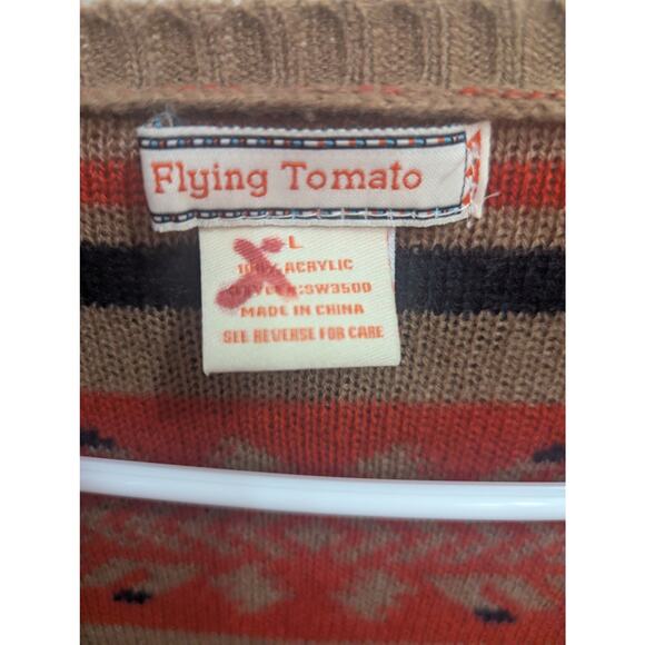 Waterfall style open knit Southwestern style cardigan by Flying Tomatoes, L - Picture 2 of 9